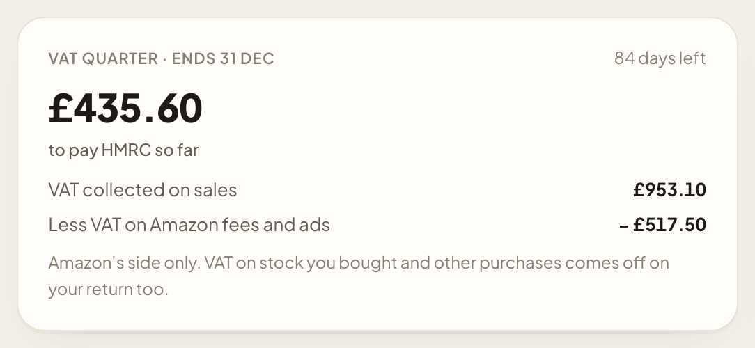The VAT quarter card: what you owe HMRC so far